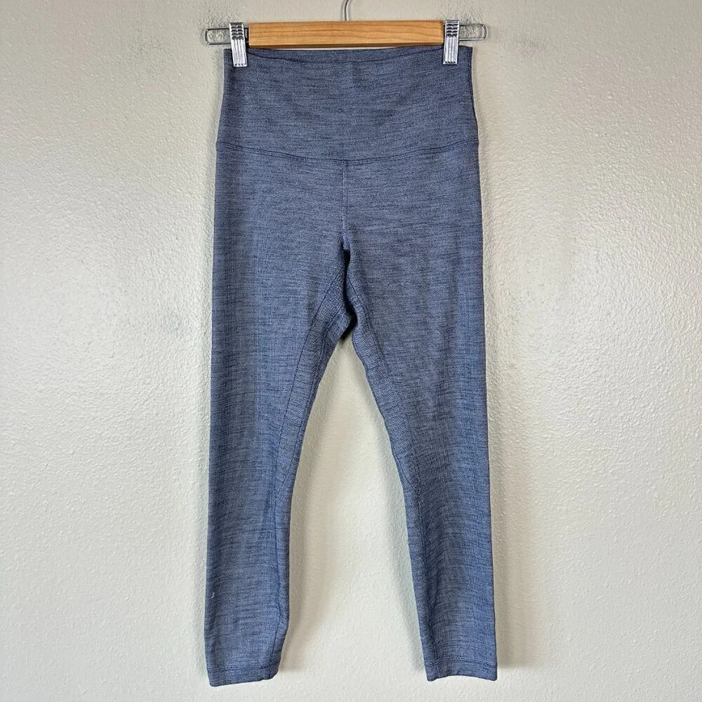 Lululemon Align Pant II 25” Yoga Mini Heathered Herringbone White Black Size 6